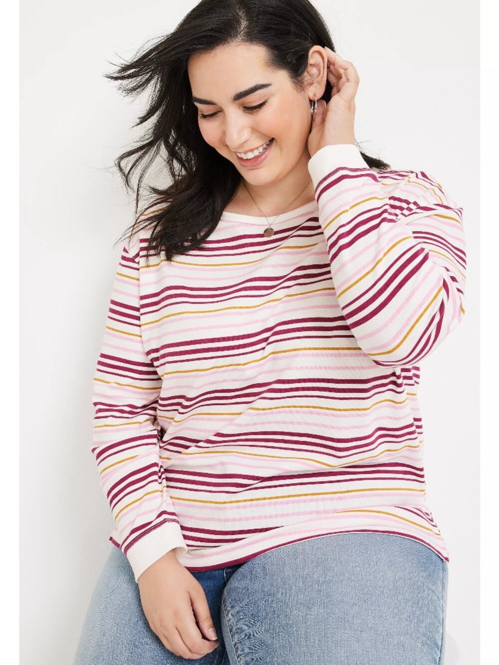 NEW Maurices Striped Criss Cross Back Sweatshirt Multi Plus Size 1X